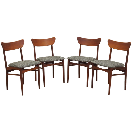 Set Of Four Teak Chairs, Danish Design, 1970s, Production: Denmark 1