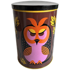Groot Vintage Bewaar Blik Met Uilenmotief thumbnail 1