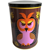 Groot Vintage Bewaar Blik Met Uilenmotief