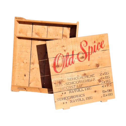 Authentieke Vintage Winkelkist Van Old Spice Scheerartikelen