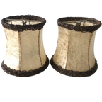 Twee Vintage Papyrus Lampenkappen In Beige En Goud thumbnail 1