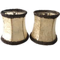 Twee Vintage Papyrus Lampenkappen In Beige En Goud