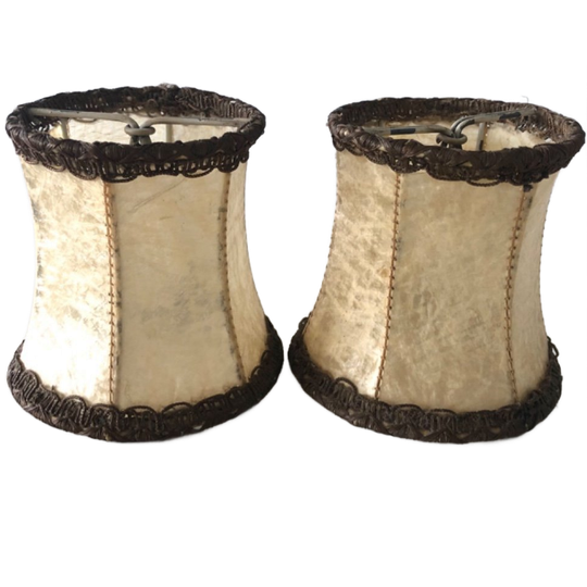 Twee Vintage Papyrus Lampenkappen In Beige En Goud 1