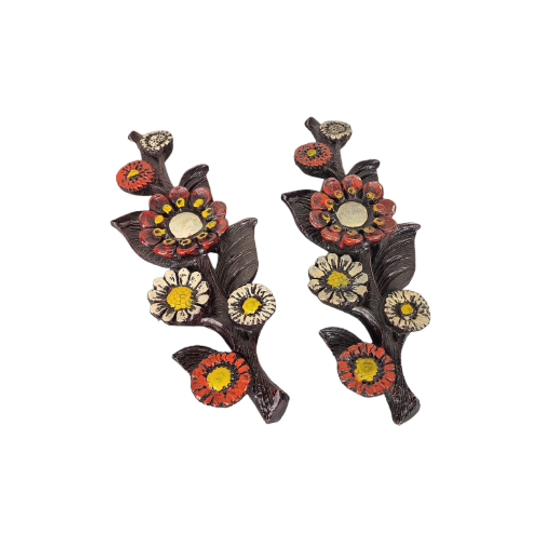 2x Vintage Wanddecoratie Bloemen 1