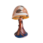 Uniek  Franse Glaspasta Mushroom Lamp Met Opliggende Glas, Handvervaardigd
