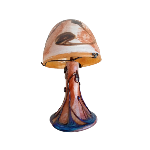 La Rochere, Uniek  Franse Glaspasta Mushroom Lamp Met Opliggende Glas, Handvervaardigd