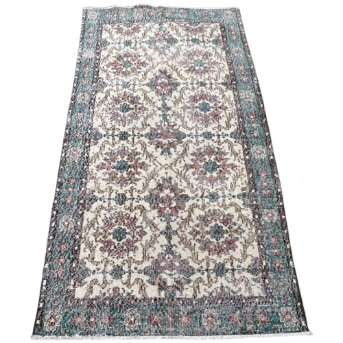 Blauw Vintage Yuruk Vloerkleed 113 X 210 Cm