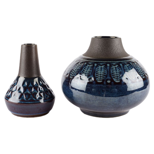 Set Of Two Ceramic Vases Designed By Einar Johansen For Søholm Stentøj, Denmark 1960’S.