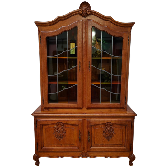 Vintage Queen Ann Kast Vitrinekast Buffetkast Servieskast 1