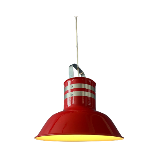 Rode Vintage Ateljé Lyktan Space Age 'bucket' Hanglamp 1