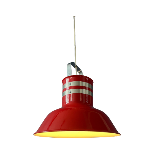 Rode Vintage Ateljé Lyktan Space Age 'Bucket' Hanglamp