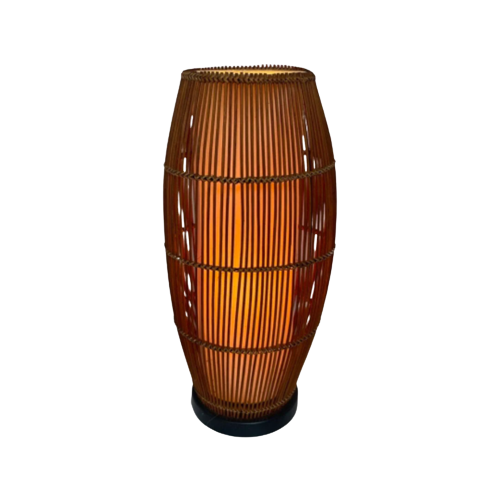 1950’S - Oval Shaped - Tiki Style Lamp - Mid Century Modern