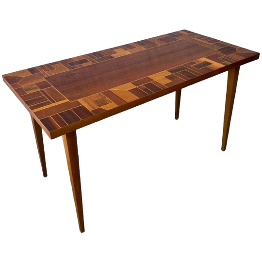 Vintage Sidetable - Bijzettafel, Uniek Blad Ingelegd Fineer 1