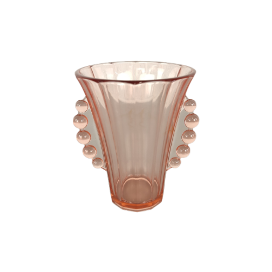 Roze Art Deco Persglas Vaas 1