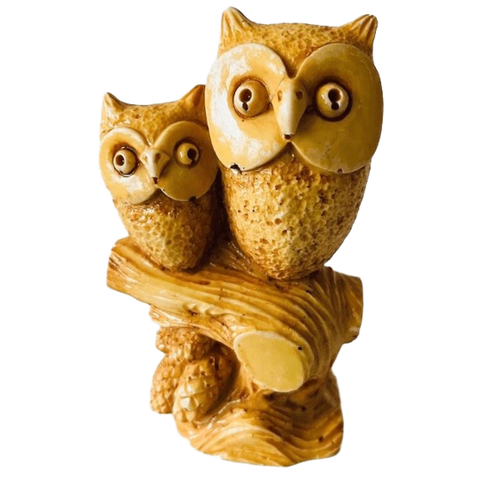 Vintage Primitief Uilenbeeldje Hars Barnsteen 1970’s 1