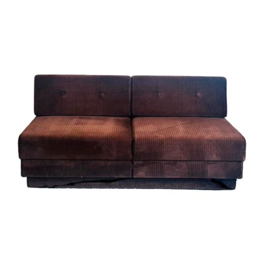 Vintage Bank / Slaapbank Jaren 70 Bruine Rib 1