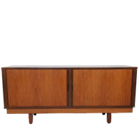 Deense Dressoir | Tambour Deurtjes Teak Fineer Uniek!