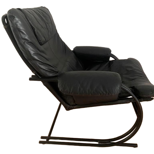 Vintage Fauteuil Jaren ’80 Zwart Leer 1