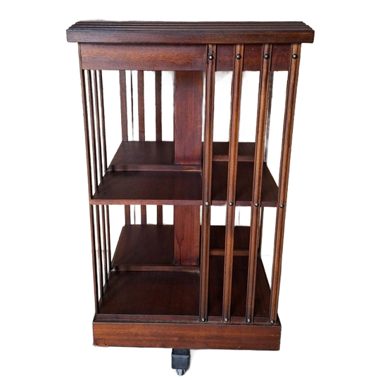Klassieke Antieke Boekenmolen, Boekenkast, Wishkeybar Afm, 45x45cm En 86cm Hoog. 1