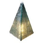 French Glass Pyramid Shaped Sculptured Table Lamp, 1970S thumbnail 1