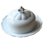 Vintage White Porcelain Butter Dish thumbnail 1