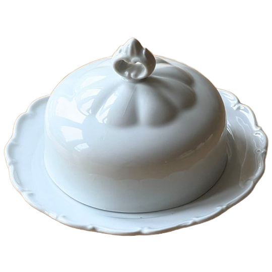 Vintage White Porcelain Butter Dish 1