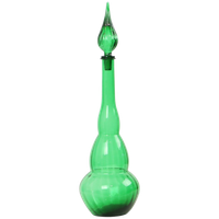 Enorme Groene Glazen Karaf Genie Bottle Empoli Italy 63cm