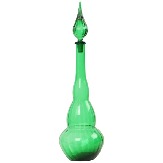 Enorme Groene Glazen Karaf Genie Bottle Empoli Italy 63cm 1