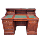 Klassiek Engels Bureau, Partnerdesk Schrijftafel Met Opzets thumbnail 1