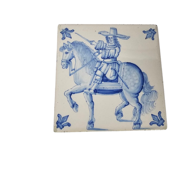 Westraven Keramiek - Ruiter Te Paard - Tegel - 19e Eeuw 1