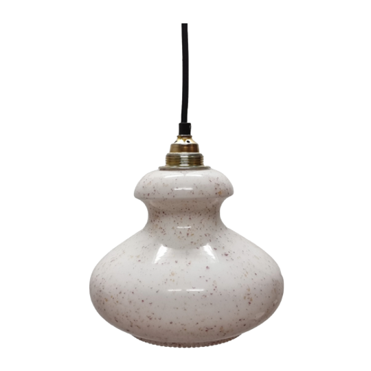 Vintage Hanglamp Met Glazen Opaline Kap 1