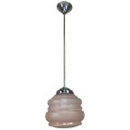 Art Deco Hanglamp Met Roze Glazen Kap, Jaren 30 thumbnail 1