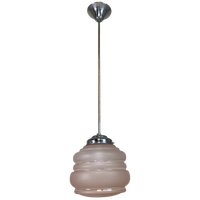 Art Deco Hanglamp Met Roze Glazen Kap, Jaren 30