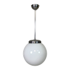 Art Deco Hanglamp Met Witte Bol, Jaren 30 thumbnail 1