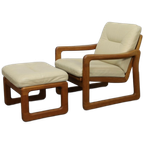 Lounge Chair With Ottoman In Leather By Poul Jeppesen For Holstebro Denmark, 1970S thumbnail 1