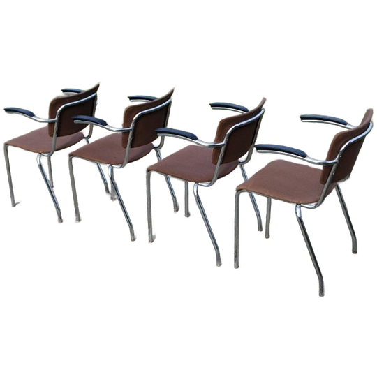Vintage Buisframestoelen Met Bakelieten Armleuningen 1