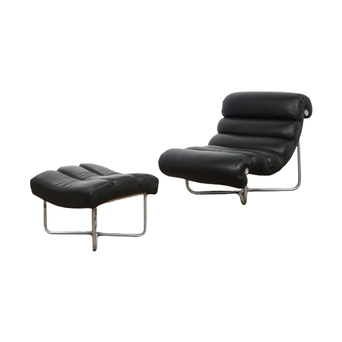 Leather Lounge Chair And Ottoman Model “Glasgow” By George Van Rijck For Beau Fort
