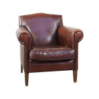 Prachtige, Strak Afgewerkte Design Fauteuil/Armchair Gemaakt Van Schapenleer thumbnail 1
