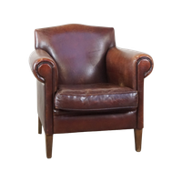 Prachtige, Strak Afgewerkte Design Fauteuil/armchair Gemaakt Van Schapenleer