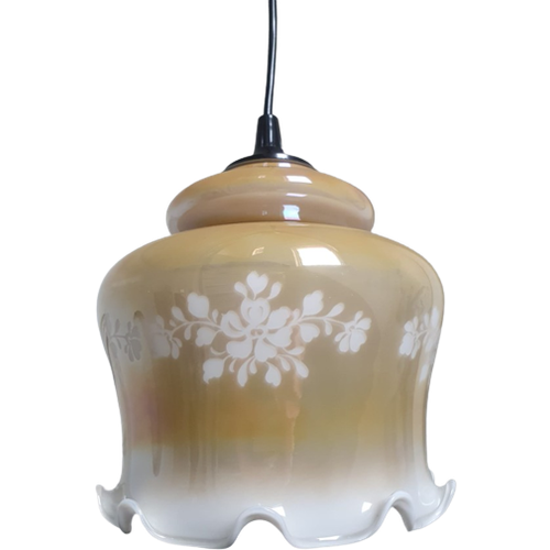 Glazen Vintage Hanglamp Uit De Jaren 60/70, Parelmoer Shine