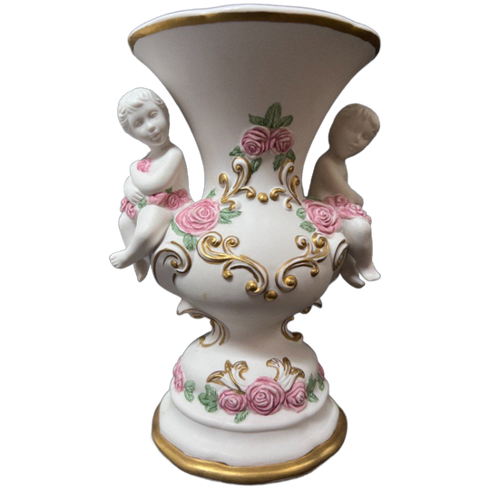 Porselein Franklin Mint Vintage Vaas "cherubs Of Love" Jaren 80 1
