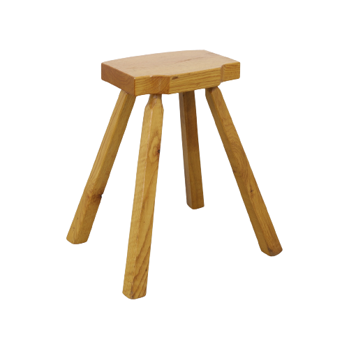 Vintage Low Stool In Wood, 1960S