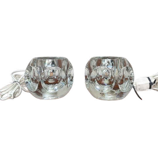 Twee Vintage Glazen Tafellampen Van Peill & Putzler 1