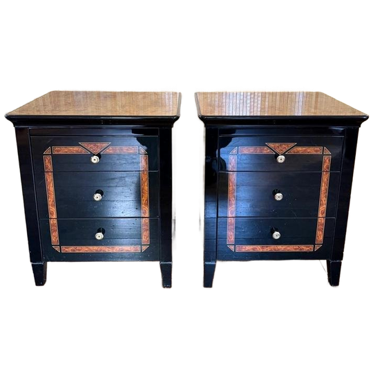 Set/2 Vintage Nachtkastjes Met 3 Lades 1