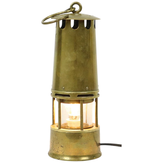 Oude Messing Mijnwerkerslamp Memorabilia Mijn 26cm 1