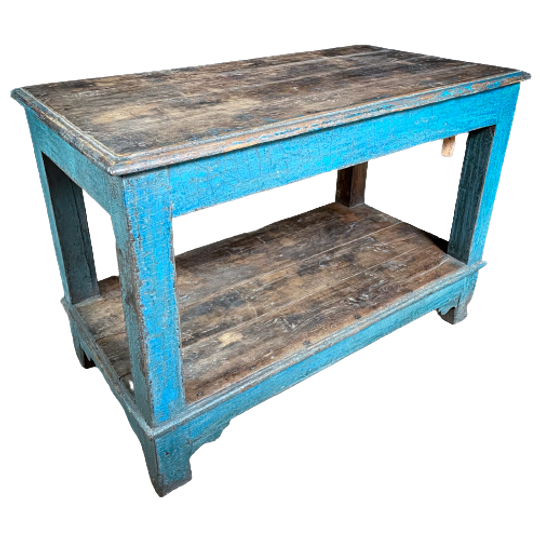 Authentieke Houten Paktafel – Blauw 1