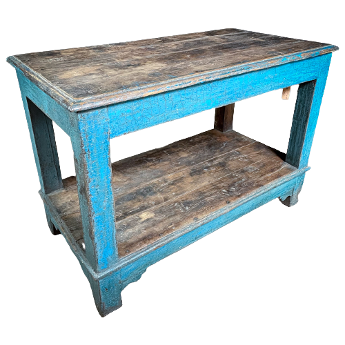 Authentieke Houten Paktafel – Blauw