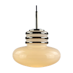 Mid-century White Glass And Chrome Pendant Lamp By Leclaire & Schäfer 1970 thumbnail 1