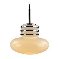 Mid-century White Glass And Chrome Pendant Lamp By Leclaire & Schäfer 1970