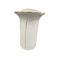 Fena White Pinstripe Gold Vase